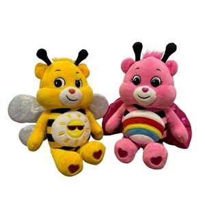Care Bears Cheer Bear 9" Lady Bug Rainbow & Funshine Bear Yellow Bee Plush 2021
